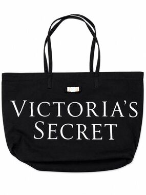 Victoria’s Secret Black Canvas Logo Tote Bag